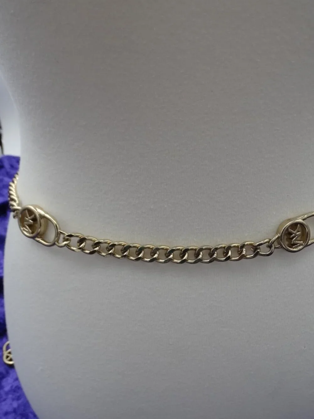 Michael Kors Gold Tone Chain MK Logo Women's Adjustable Belt 40